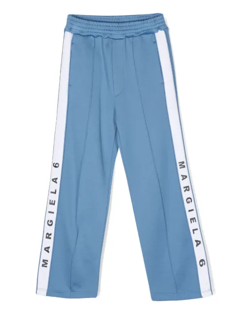 MM6 Maison Margiela Kids pantalones con letras del logo y detalle de rayas