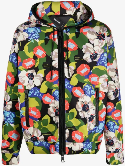 DSQUARED2 floral-print hooded jacket