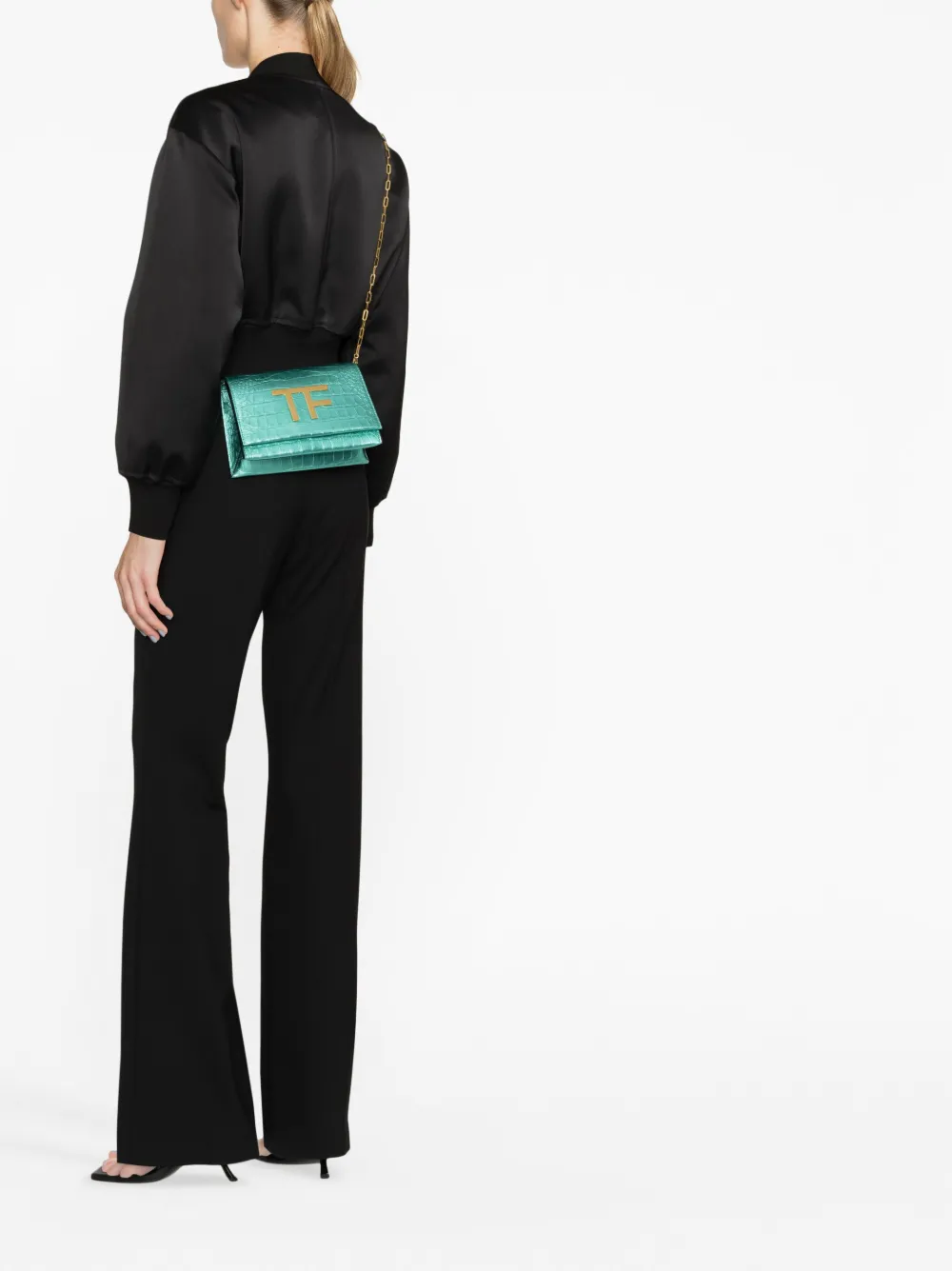 TOM FORD TF crossbodytas met krokodillenleer-effect - Groen