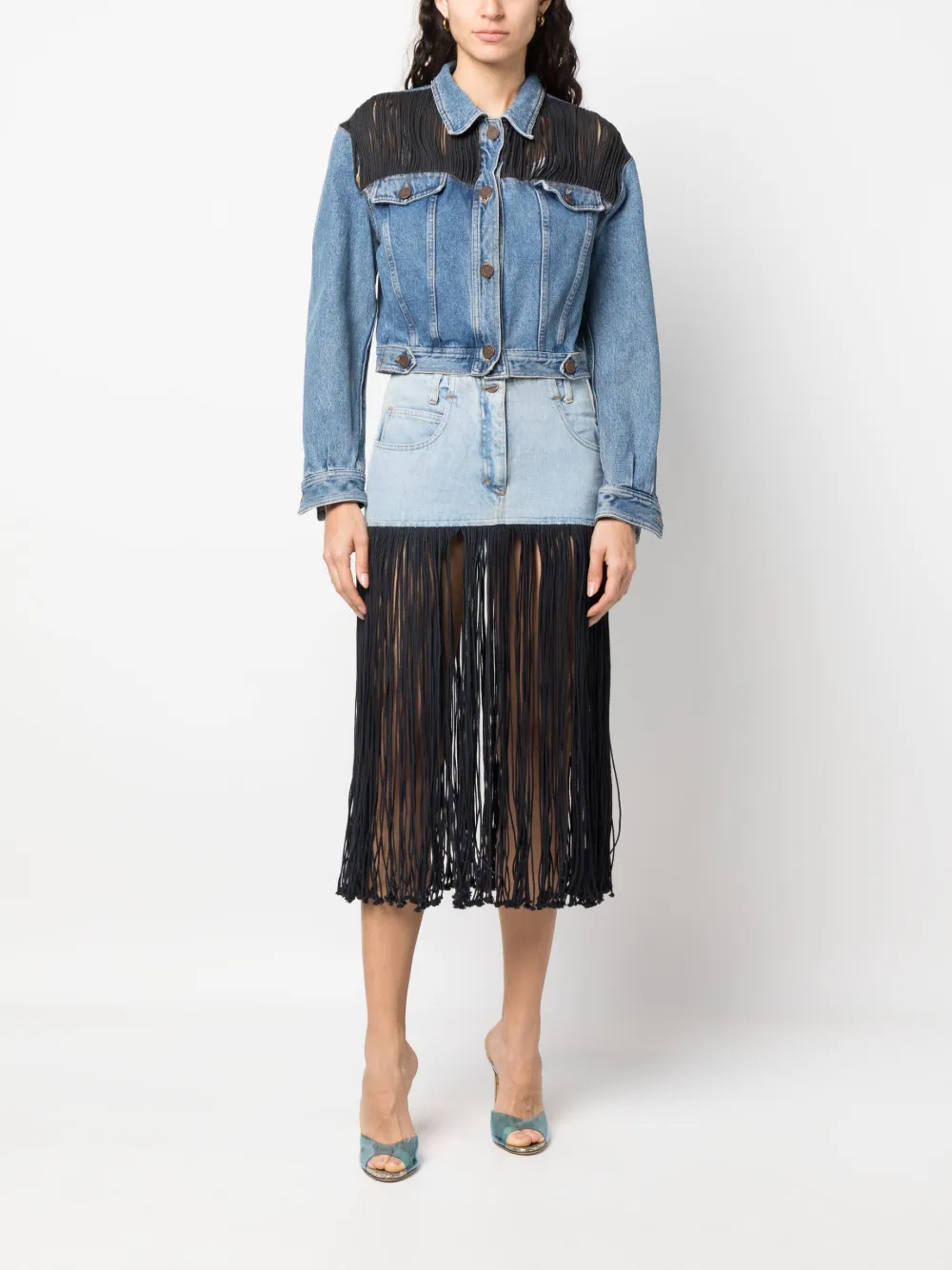 Fendi Pre-Owned 1980s denim jack met franje - Blauw