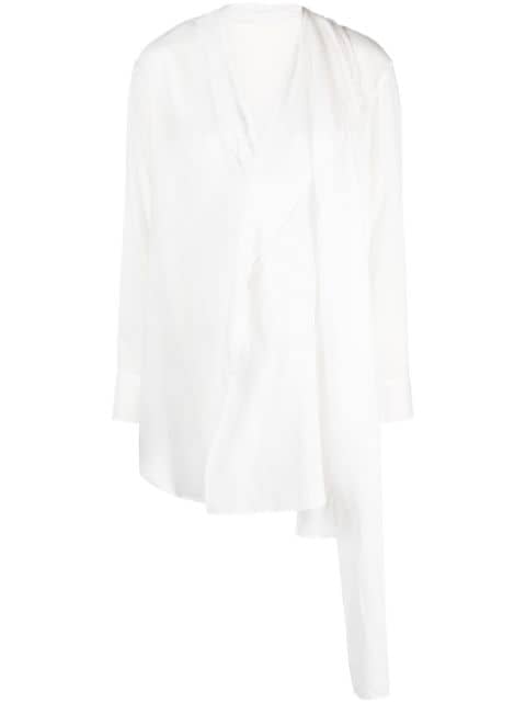 Yohji Yamamoto asymmetric long-sleeve blouse