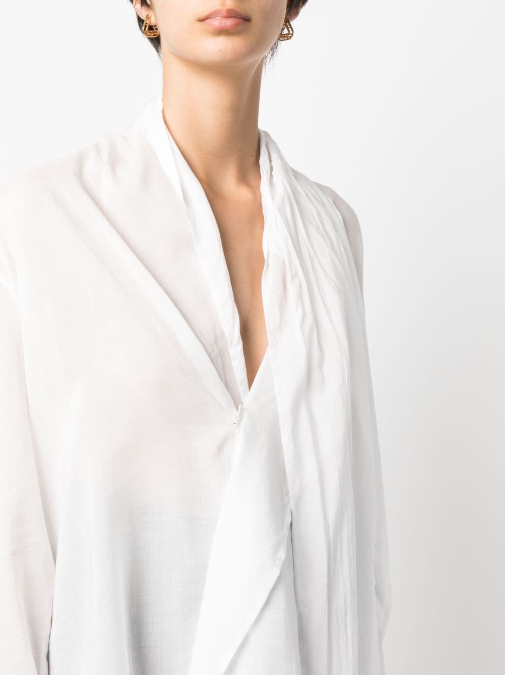 Shop Yohji Yamamoto Asymmetric Long-sleeve Blouse In White
