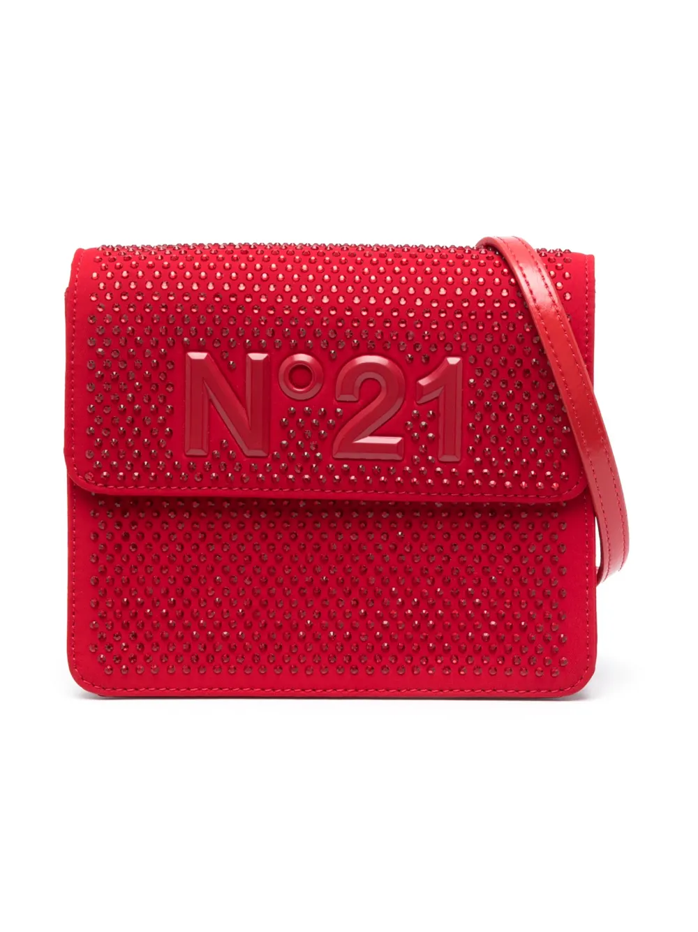 Shop N°21 Stud-embellished Shoulder Bag In Red