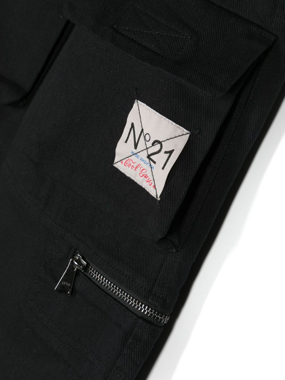 Shop N°21 Logo-patch Cotton Cargo Pants In Black