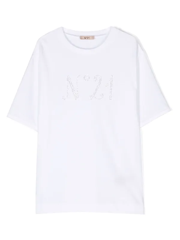 Nº21 Kids logo-embellished Cotton T-shirt | White | FARFETCH BH