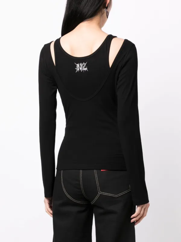 Natasha Zinko Heart cut-out long-sleeve T-shirt | Black