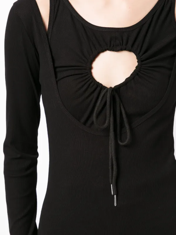 Natasha Zinko Heart cut-out long-sleeve T-shirt | Black