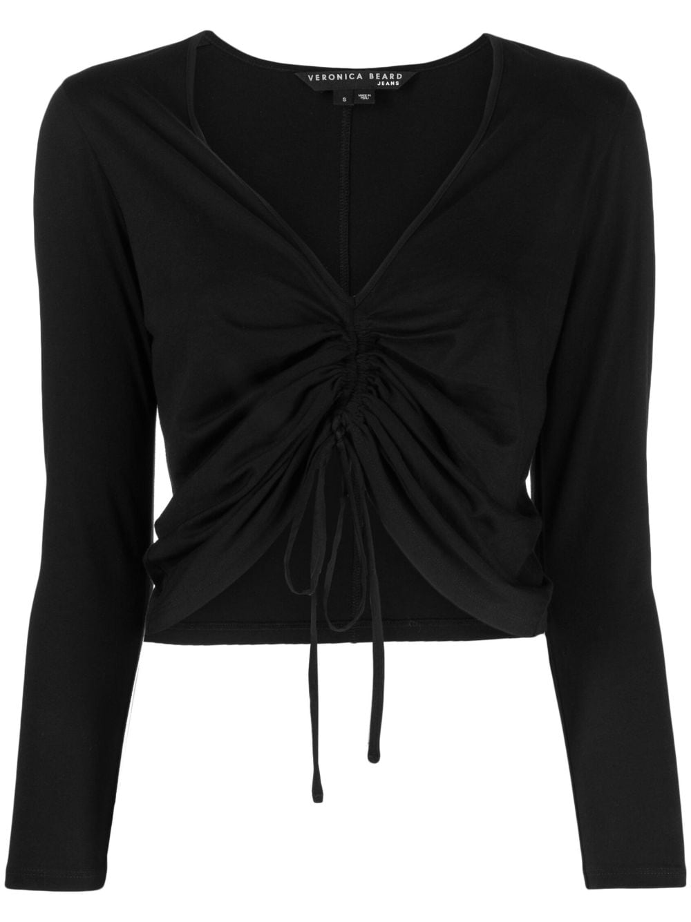Veronica Beard Plunging V-neck Gathered-detail Top In Black