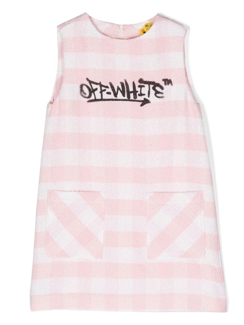 Shop Off-white Checked Logo-print Dress In Pink