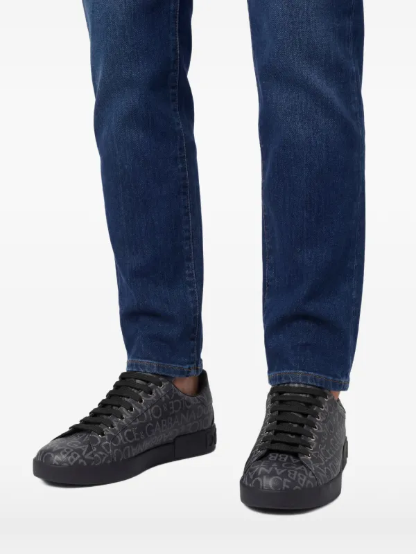 Dolce & Gabbana Tênis Portofino Com Logo Jacquard | Preto