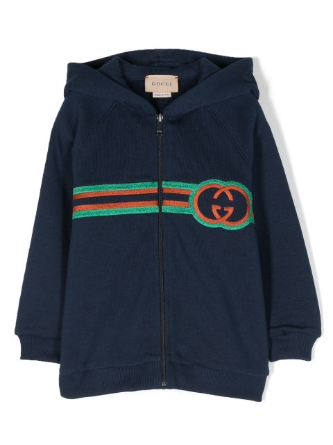 Gucci Kids logo-embroidered zipped hoodie