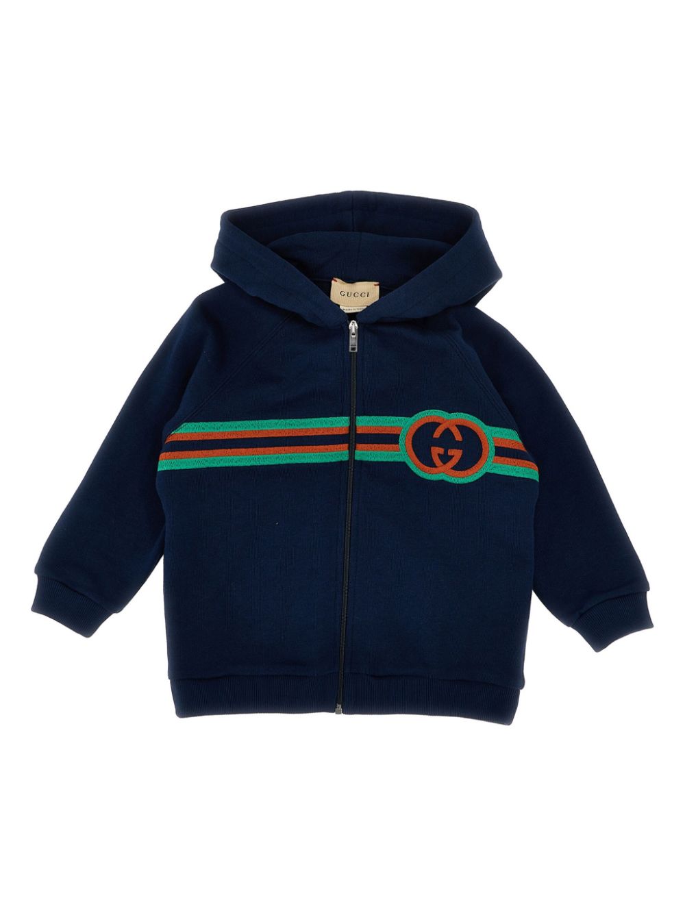 Gucci Kids logo-embroidered zipped hoodie - Blue