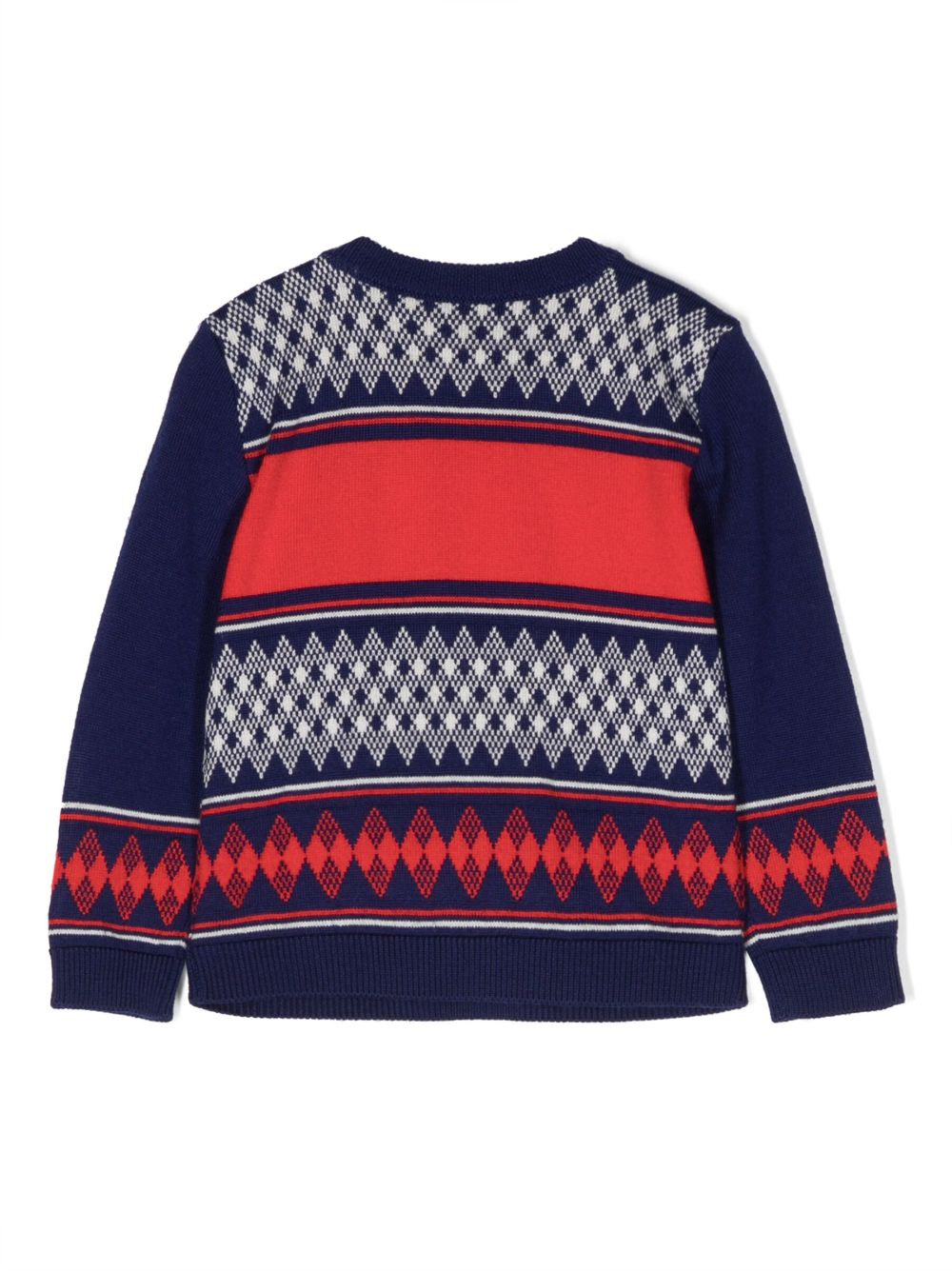 Gucci Kids logo-intarsia striped knitted jumper - Blauw