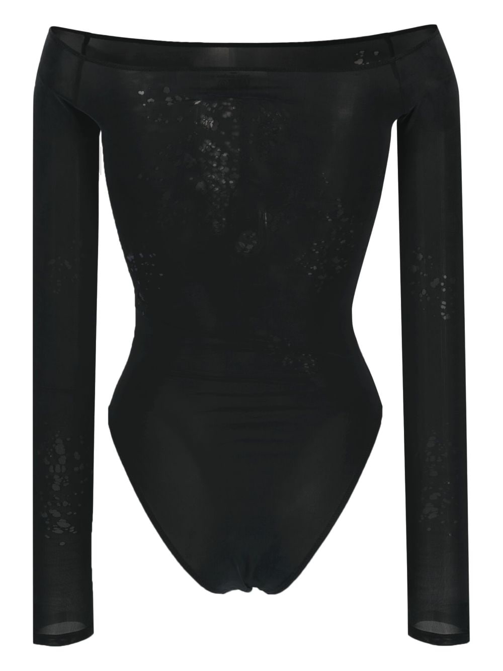 Shop Mm6 Maison Margiela Off-shoulder Semi-sheer Bodysuit In Black