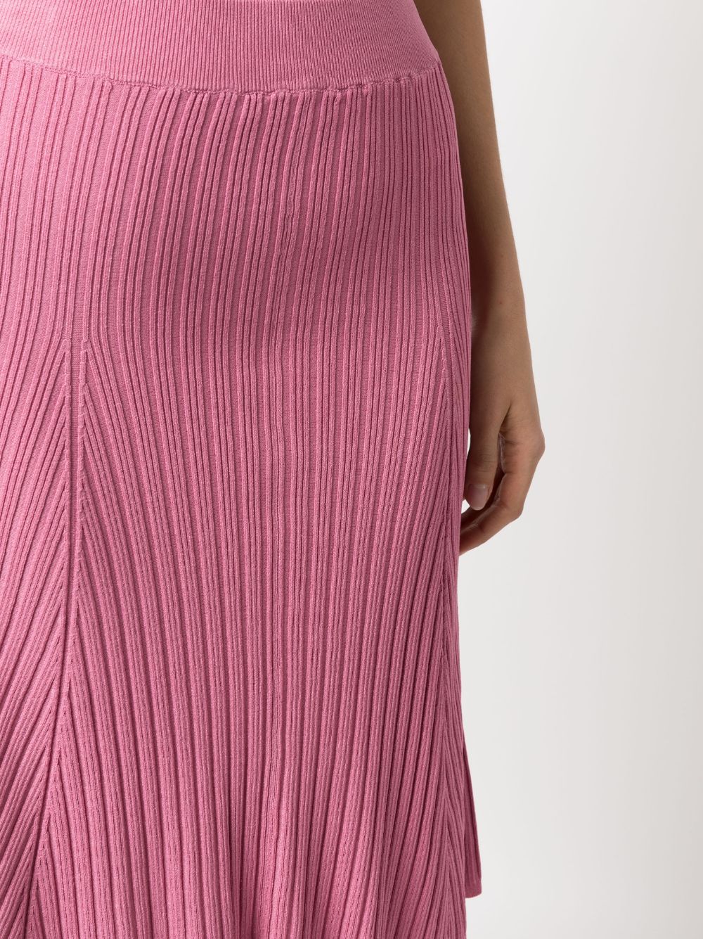 Shop Remain High-waist Ribbed Midi Skirt In Rosa