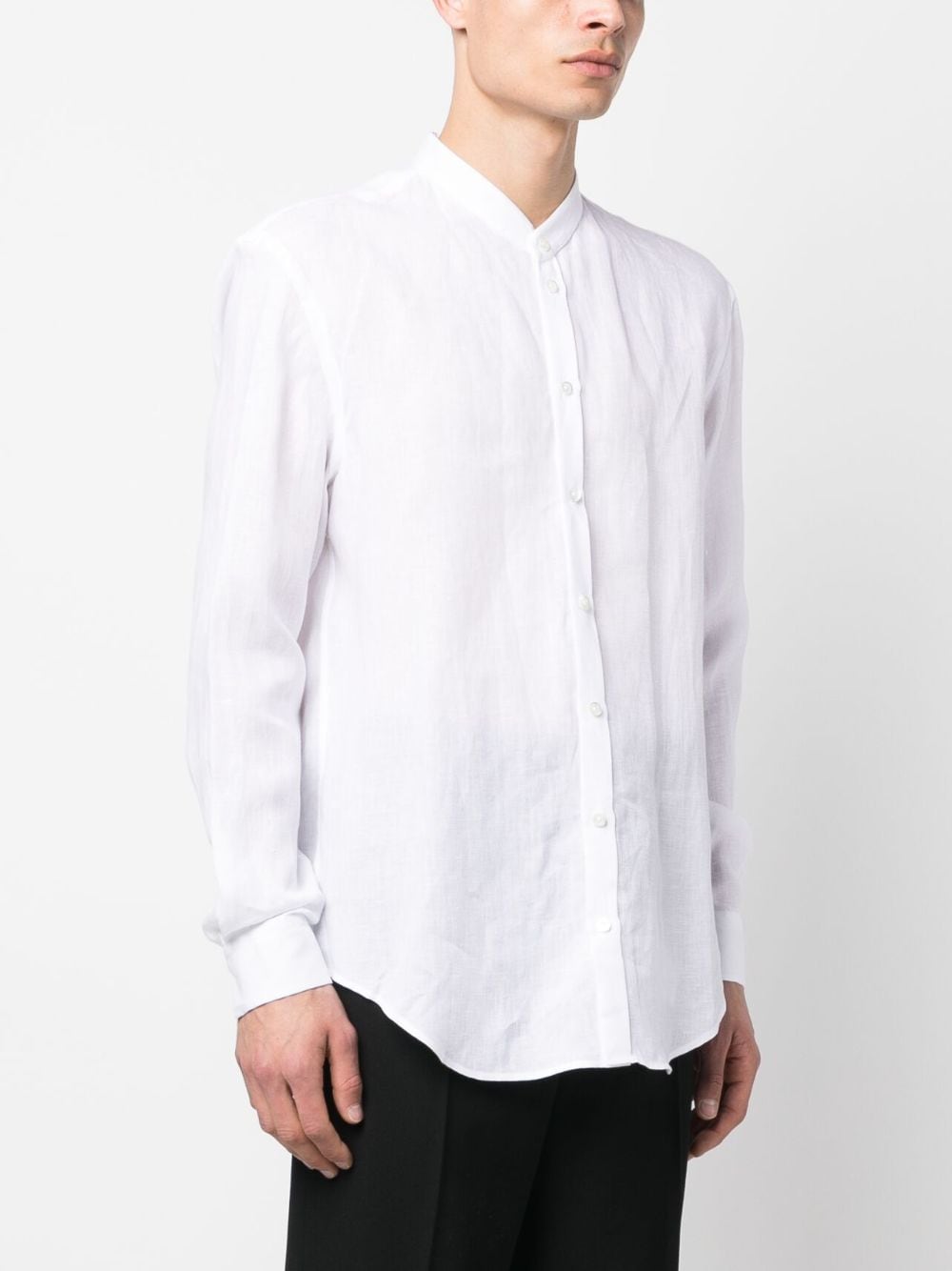 Shop Emporio Armani Chambray Linen Shirt In White