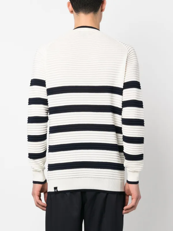 【お気にいる】 Emporio Armani ストライプ リブセーター | ホワイト | FARFETCH JP トップス