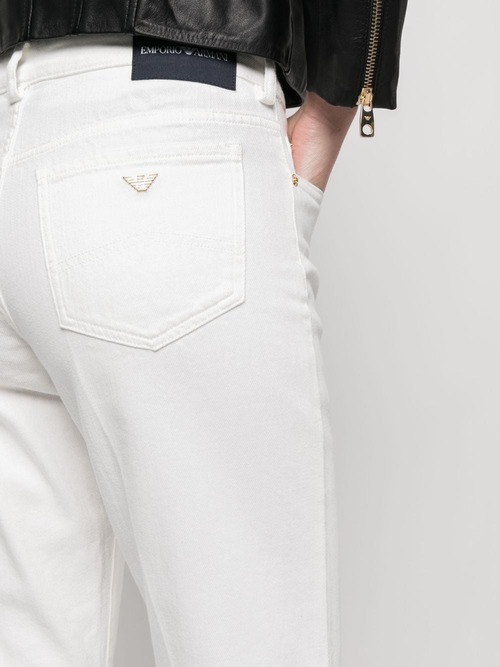 Shop Emporio Armani Mid-rise Straight-leg Jeans In White