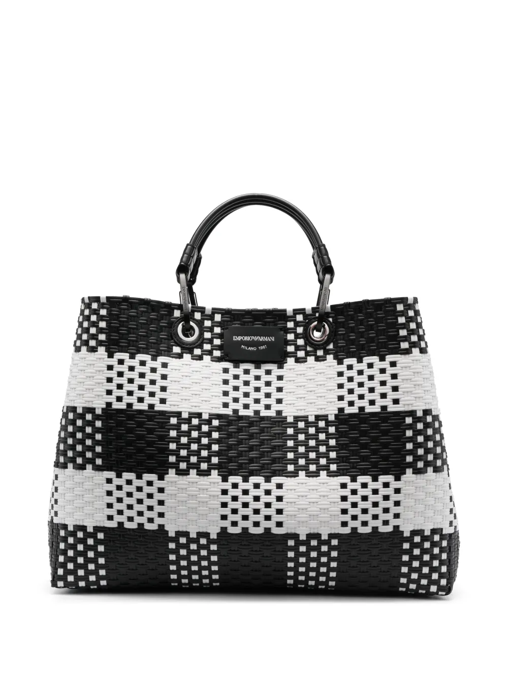 Emporio Armani Karierter Shopper - Schwarz