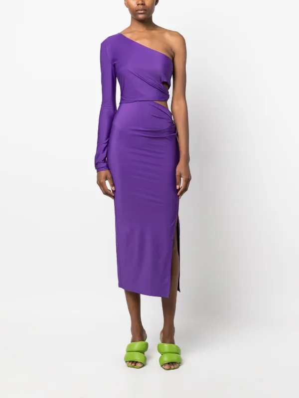 Patrizia Pepe one-shoulder Midi Dress | Purple | FARFETCH JO