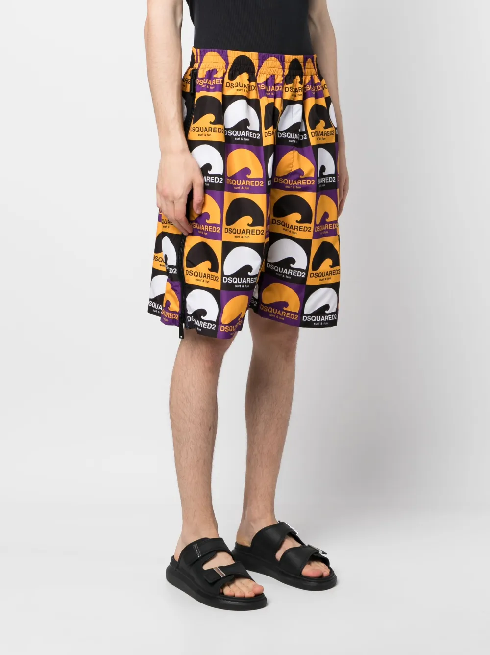 Dsquared2 Logo-print Deck Shorts In Black
