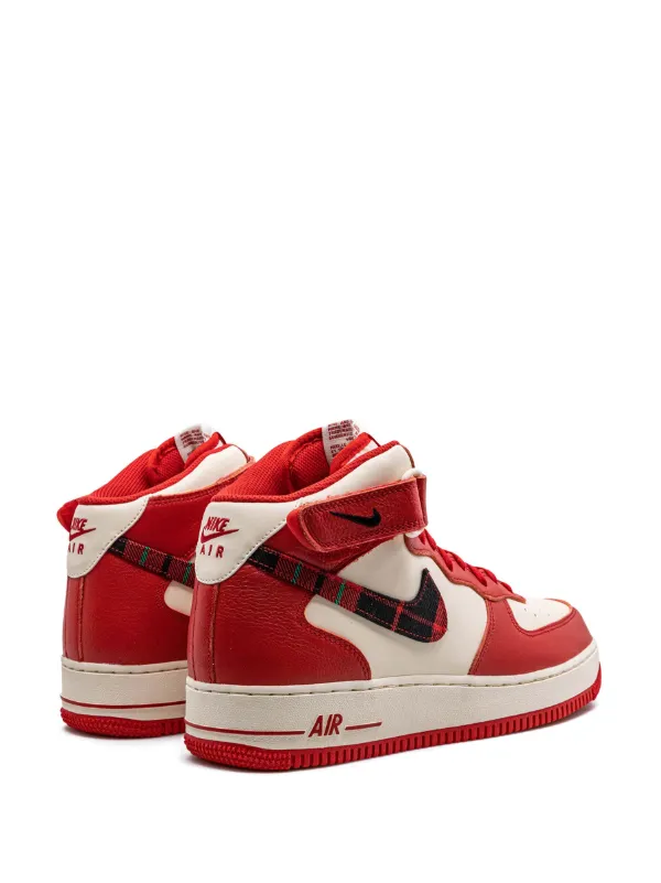 Nike Air Force 1 Mid '07 LX Plaid Cream Red 运动鞋- Farfetch