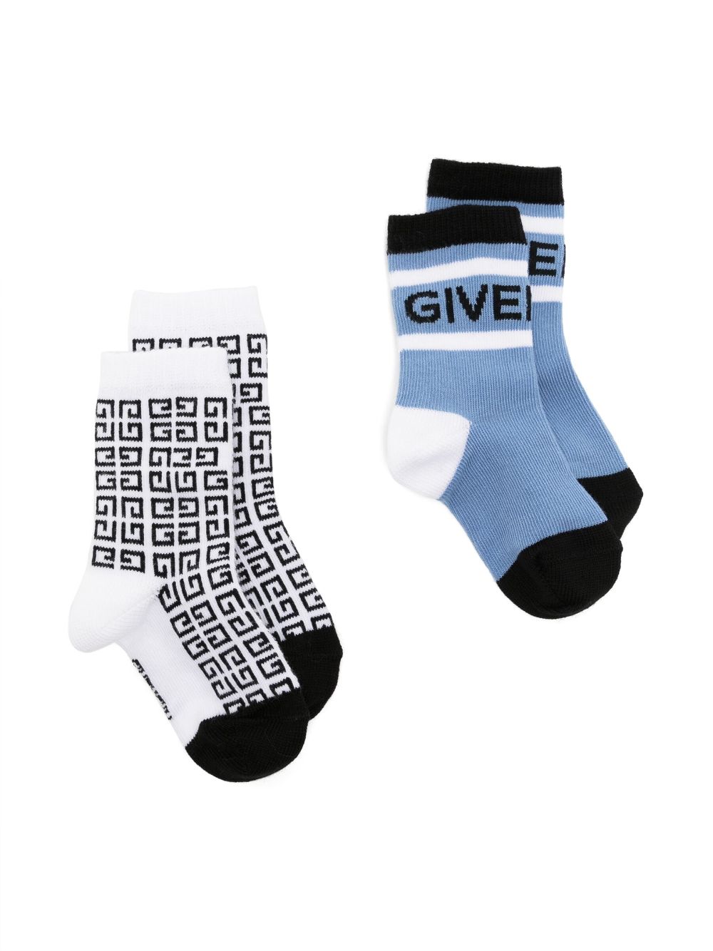 Givenchy Babies' Logo-print Socks Set In Blue
