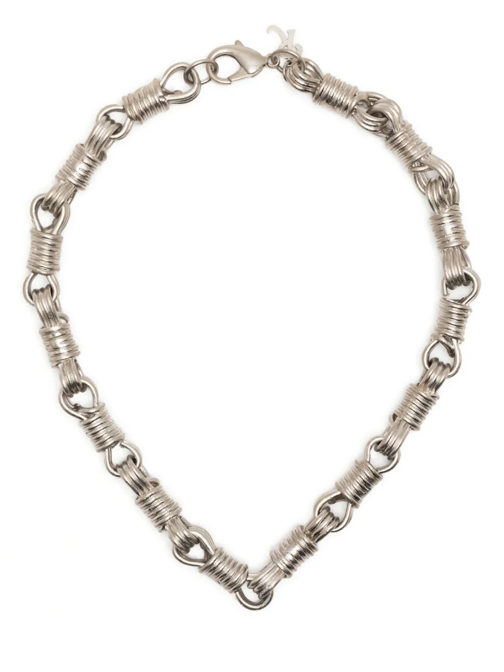 Raf Simons Knot Links Chain Necklace In Silver