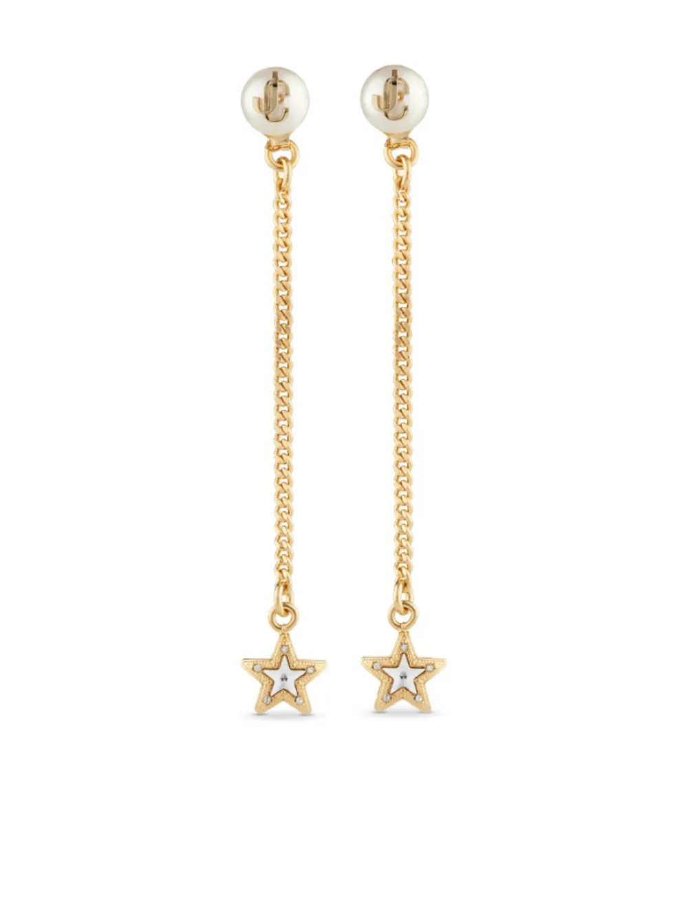 Jimmy Choo ロゴ ドロップピアス - ゴールドトーン Jimmy Choo ロゴ ドロップピアス - ゴールドトーン