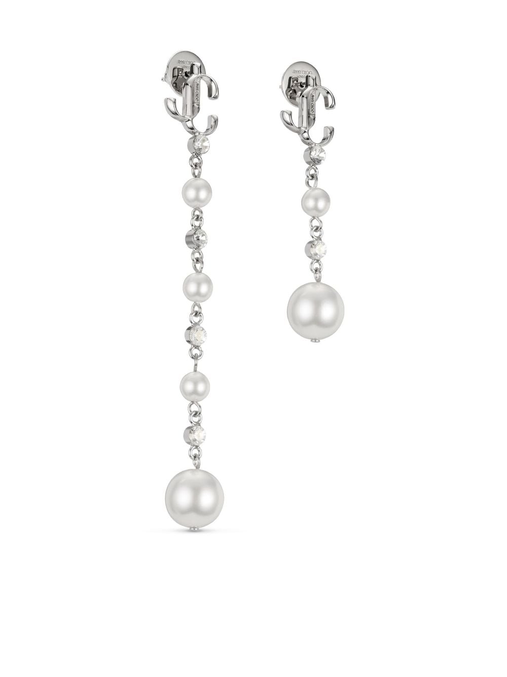 Shop Jimmy Choo Pearl-detail Drop Earrings In Silver