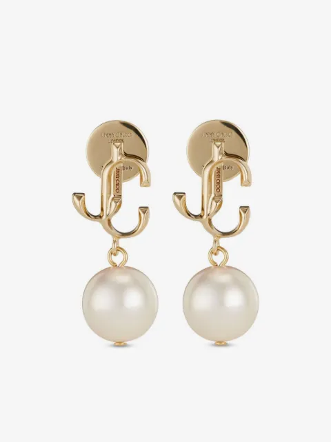 Jimmy Choo aretes JC con perla artificial