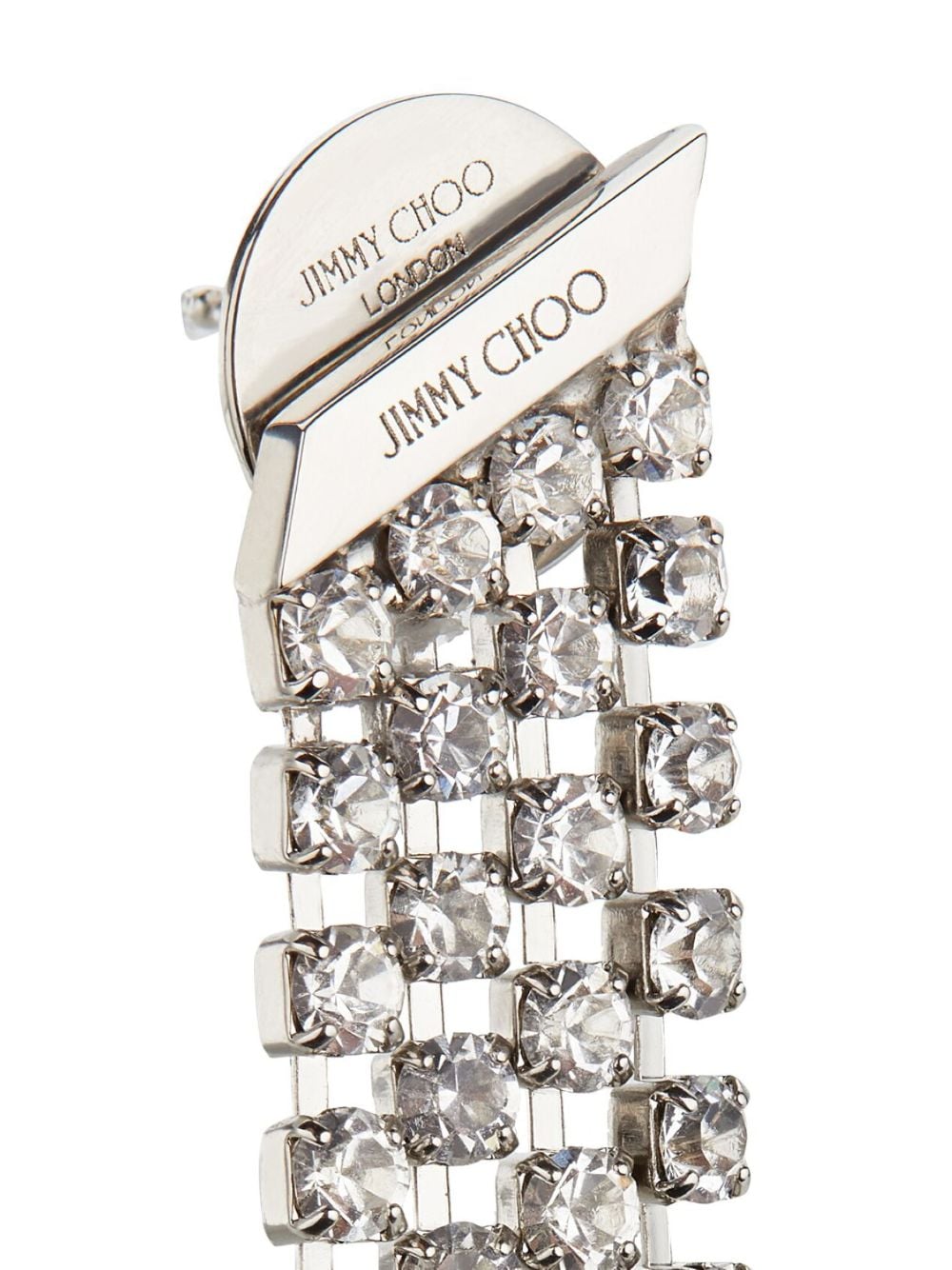 Shop Jimmy Choo Saeda Crystal-fringe Earrings In Silber