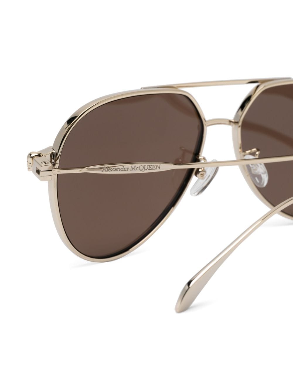 Shop Alexander Mcqueen Tinted Pilot-frame Sunglasses In Gold