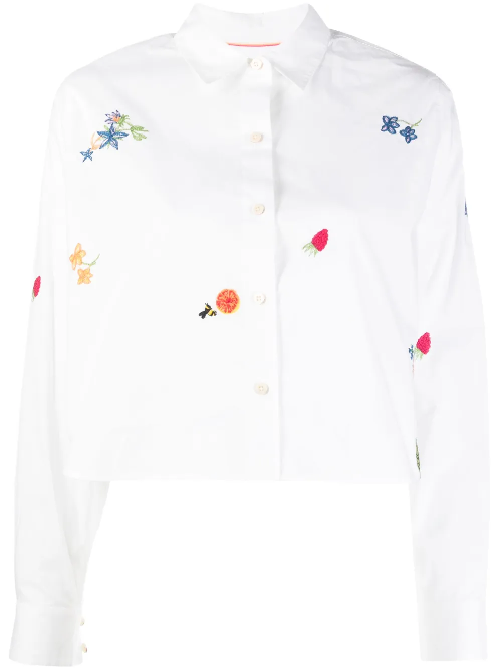 Scotch & Soda embroidered-motif organic-cotton shirt - White