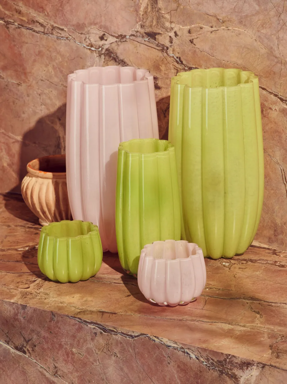 Polspotten Olive Green Large Melon Glass Vase In Green