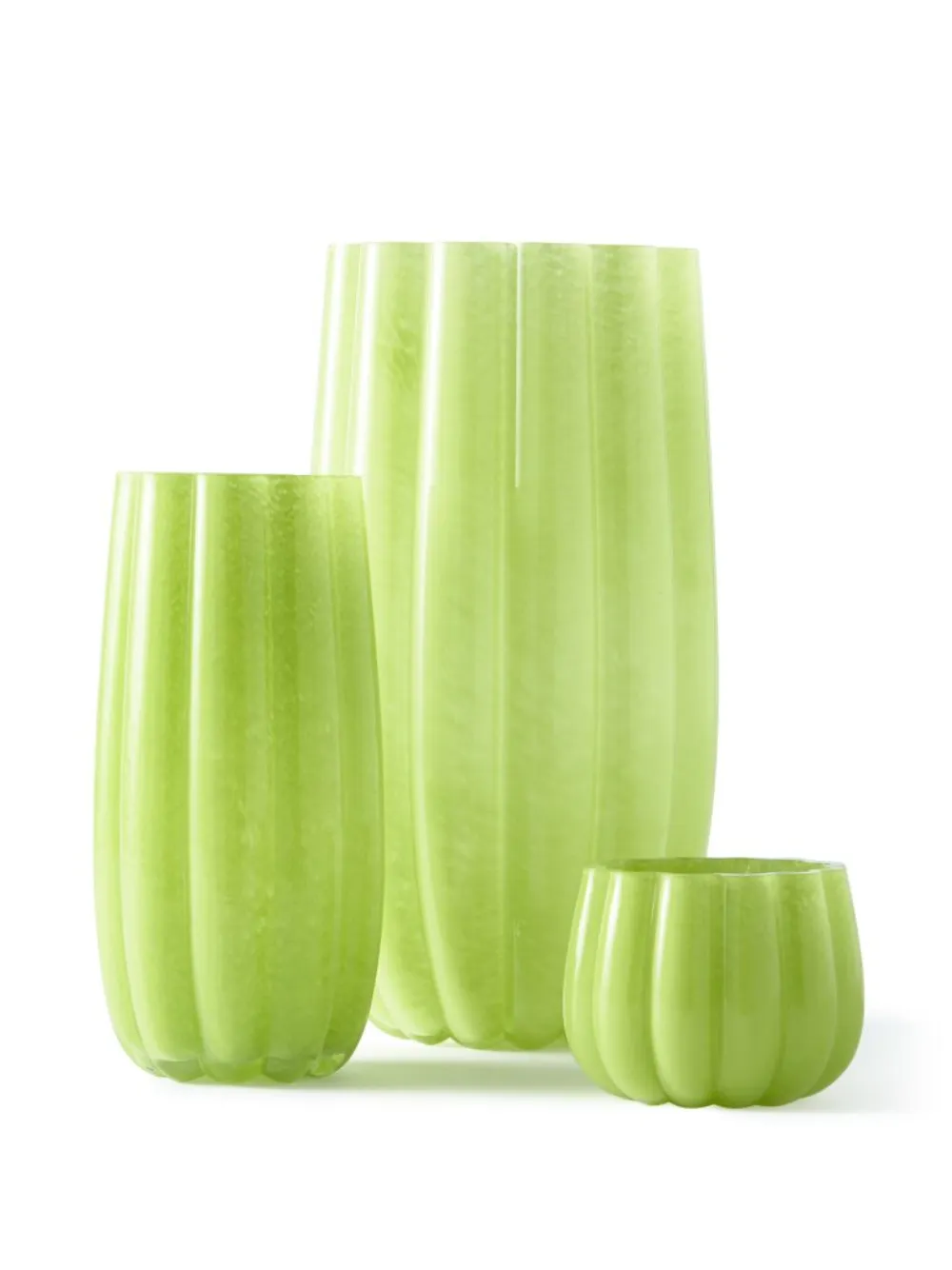 Polspotten Olive Green Large Melon Glass Vase In Green