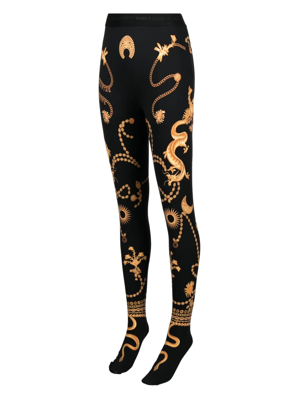 Marine Serre Panty met print - Zwart