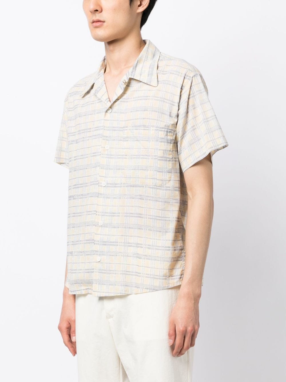 Shop Story Mfg. Check-print Short-sleeve Shirt In Yellow