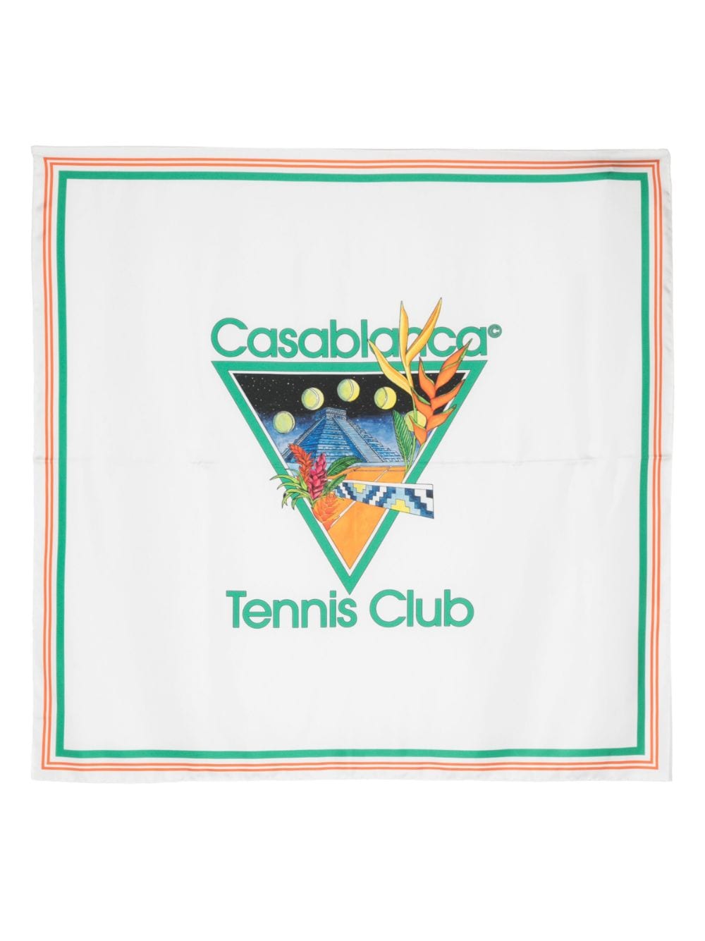 Casablanca Tennis Club Medium Silk Twill Scarf In White