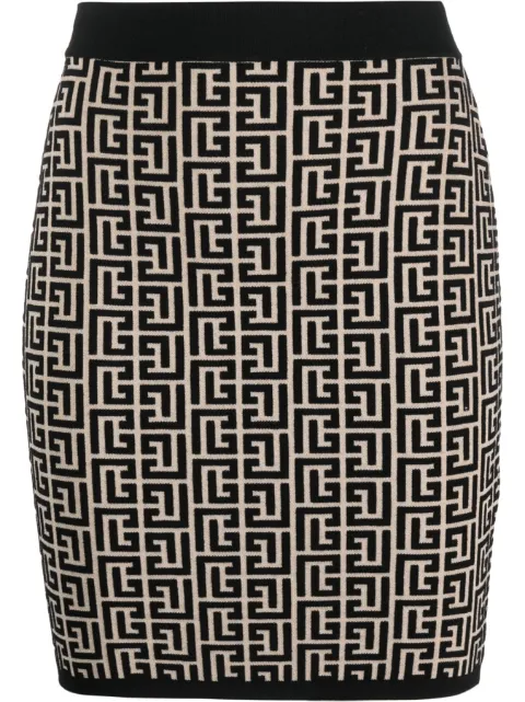 Balmain monogram-jacquard miniskirt