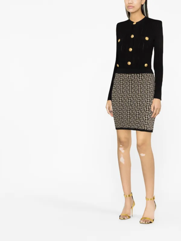 BALMAIN モノグラム ハイウエスト ミニスカート Balmain モノグラム ミニスカート | ブラック | FARFETCH JP