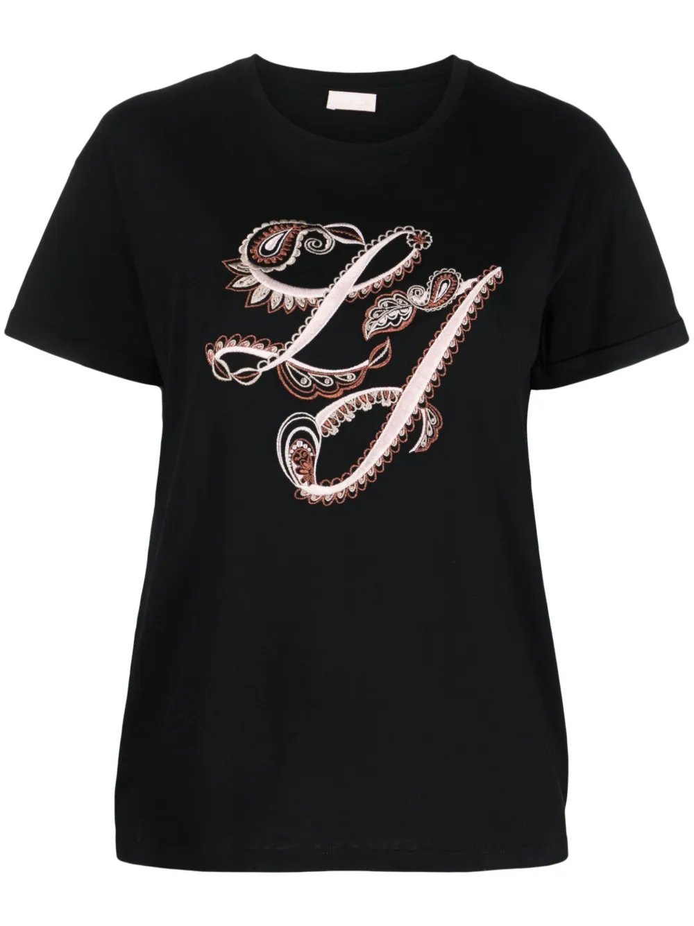 LIU JO logo-embroidered cotton T-shirt - Black