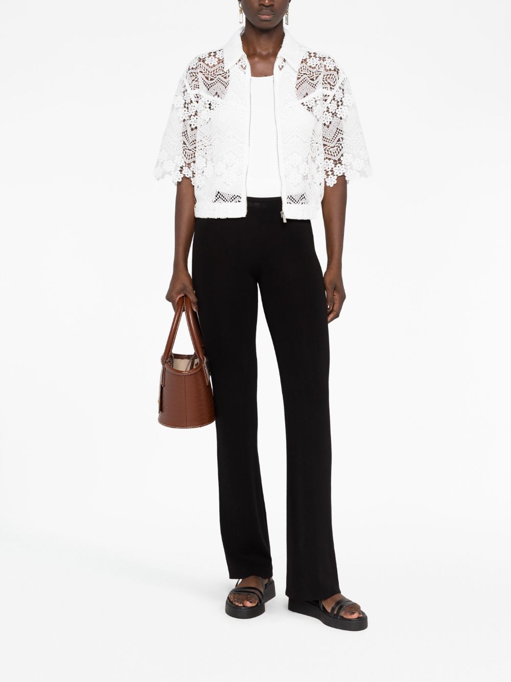 Shop Max & Moi Tanami Floral-lace Jacket In White