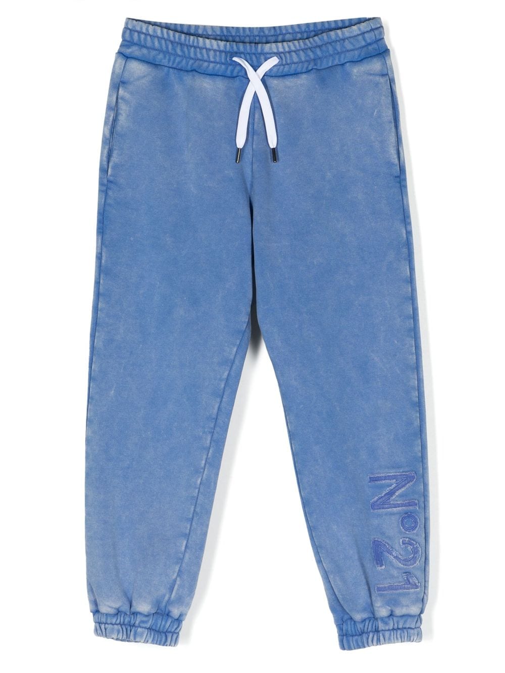 Shop N°21 Logo-embroidered Faded Track Pants In Blue