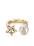 Jimmy Choo debossed-logo adjustable ring - Gold