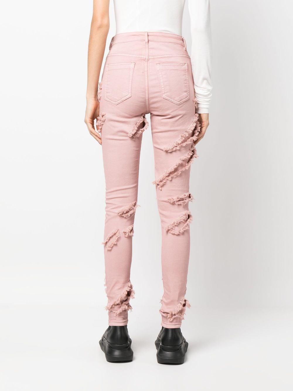 Shop Rick Owens Drkshdw Detroit Ripped Denim Jeans In Pink