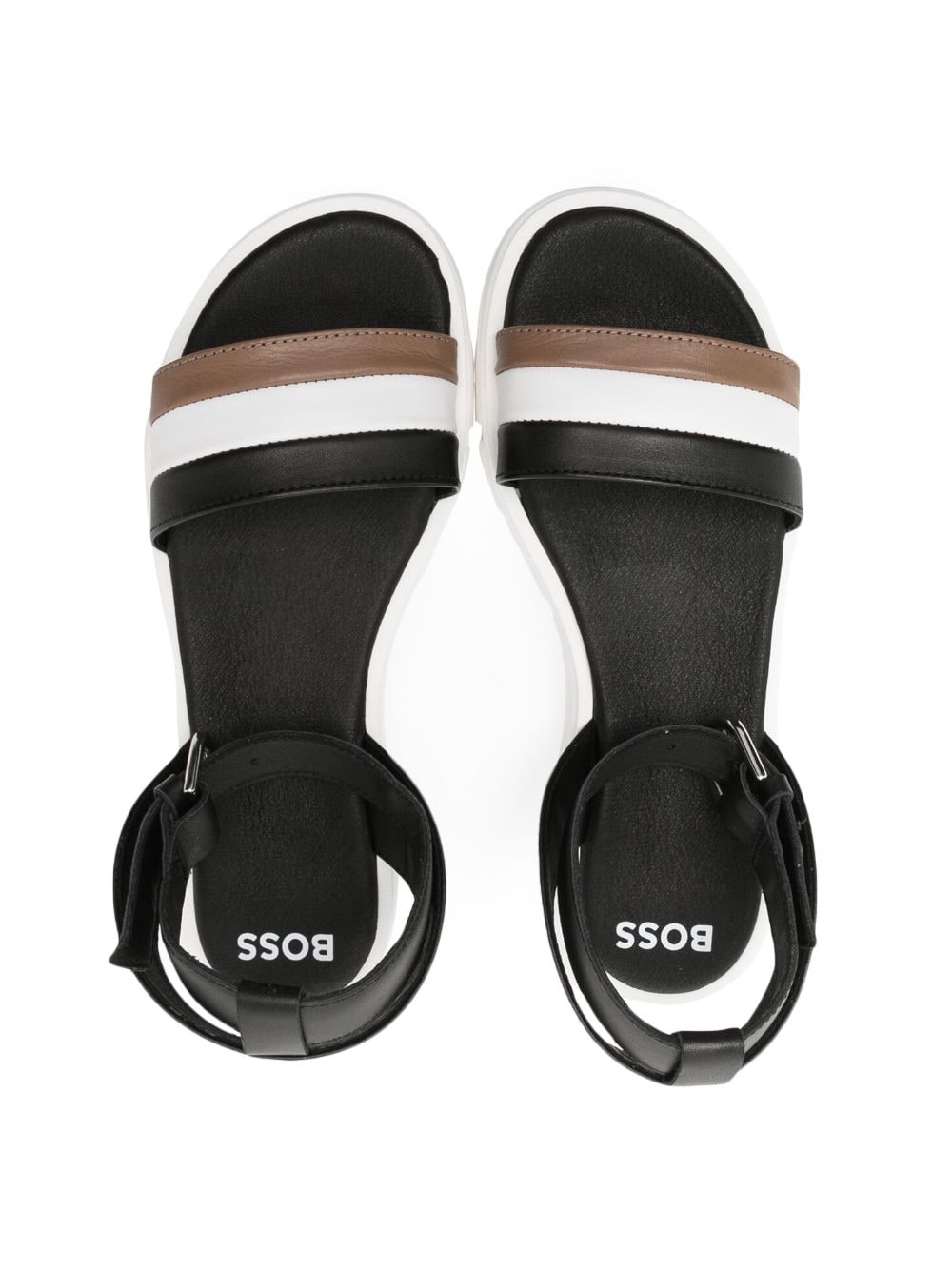 Shop Bosswear Round-toe Leather Sandals In Black