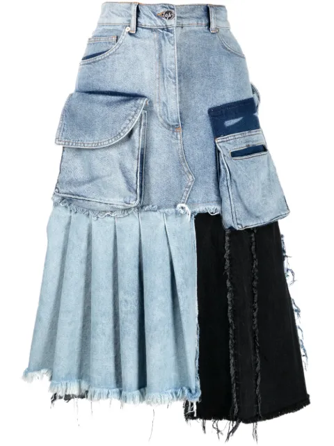 Natasha Zinko patchwork asymmetric denim skirt