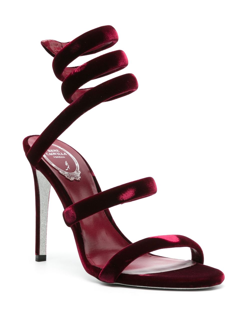 René Caovilla Cleo 110mm velvet-finish Sandals - Farfetch