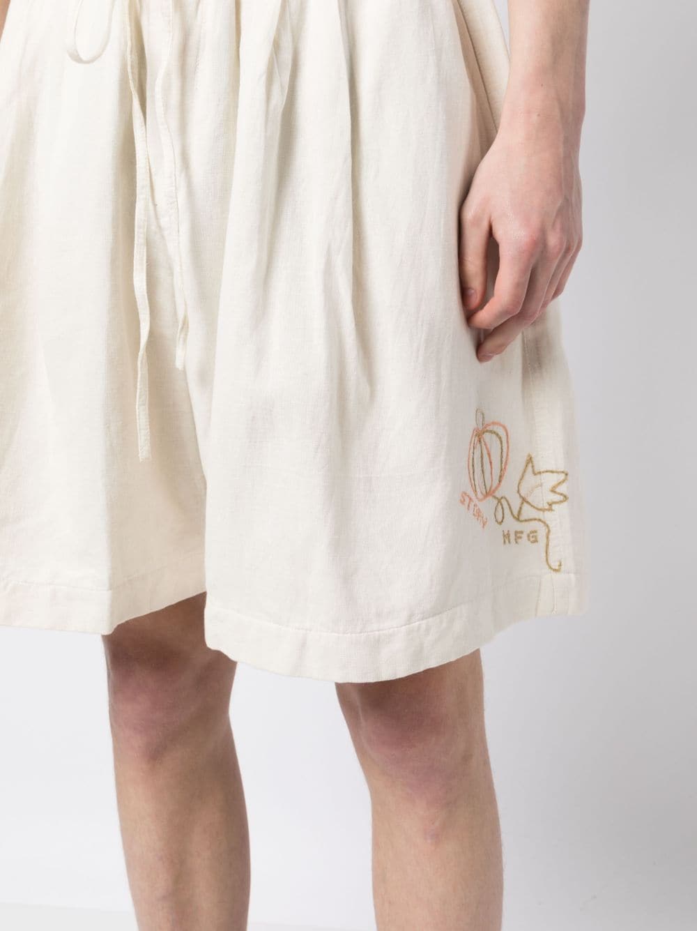 Shop Story Mfg. Pumpkin-embroidered Organic-cotton Shorts In White